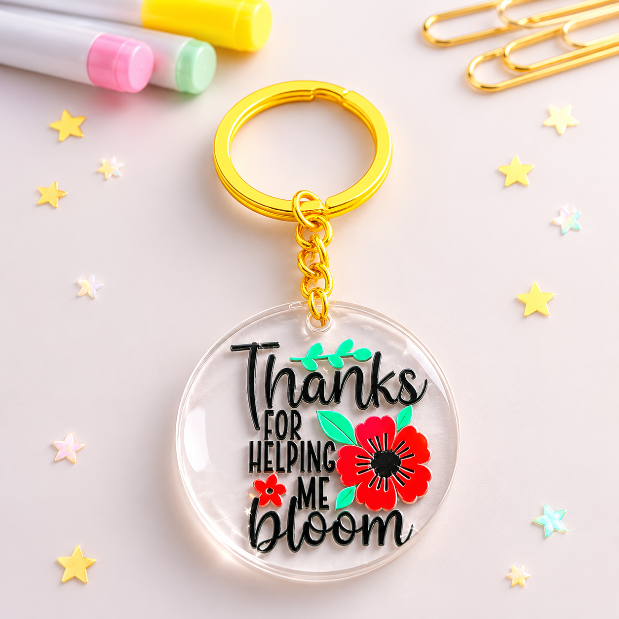 Μπρελόκ Plexiglass “Thanks for Helping Me Bloom” - Δώρα για Δασκάλα - The Gift Box thegiftbox.gr