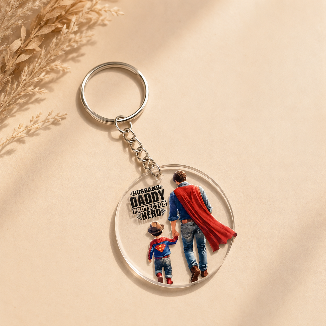 Μπρελόκ Plexiglass “Husband • Daddy • Protector • Hero” - Father's Day Gift - Δώρο για τον Μπαμπά - The Gift Box thegiftbox.gr