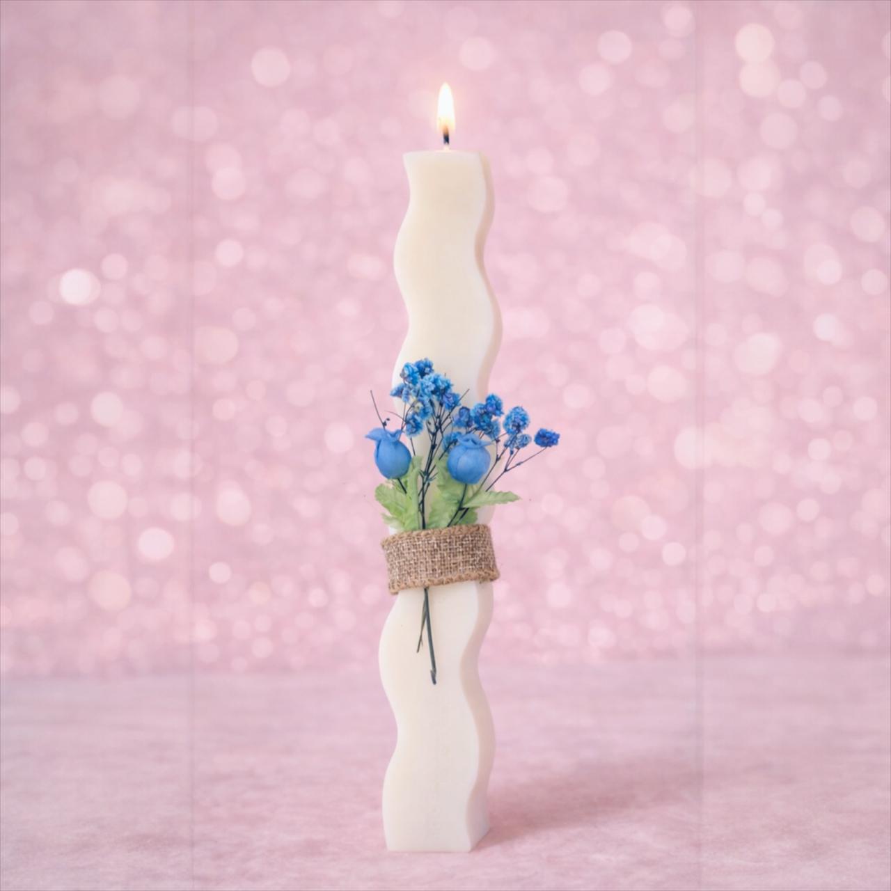 Αρωματική Λαμπάδα Σόγιας - Μπλε Λουλούδια