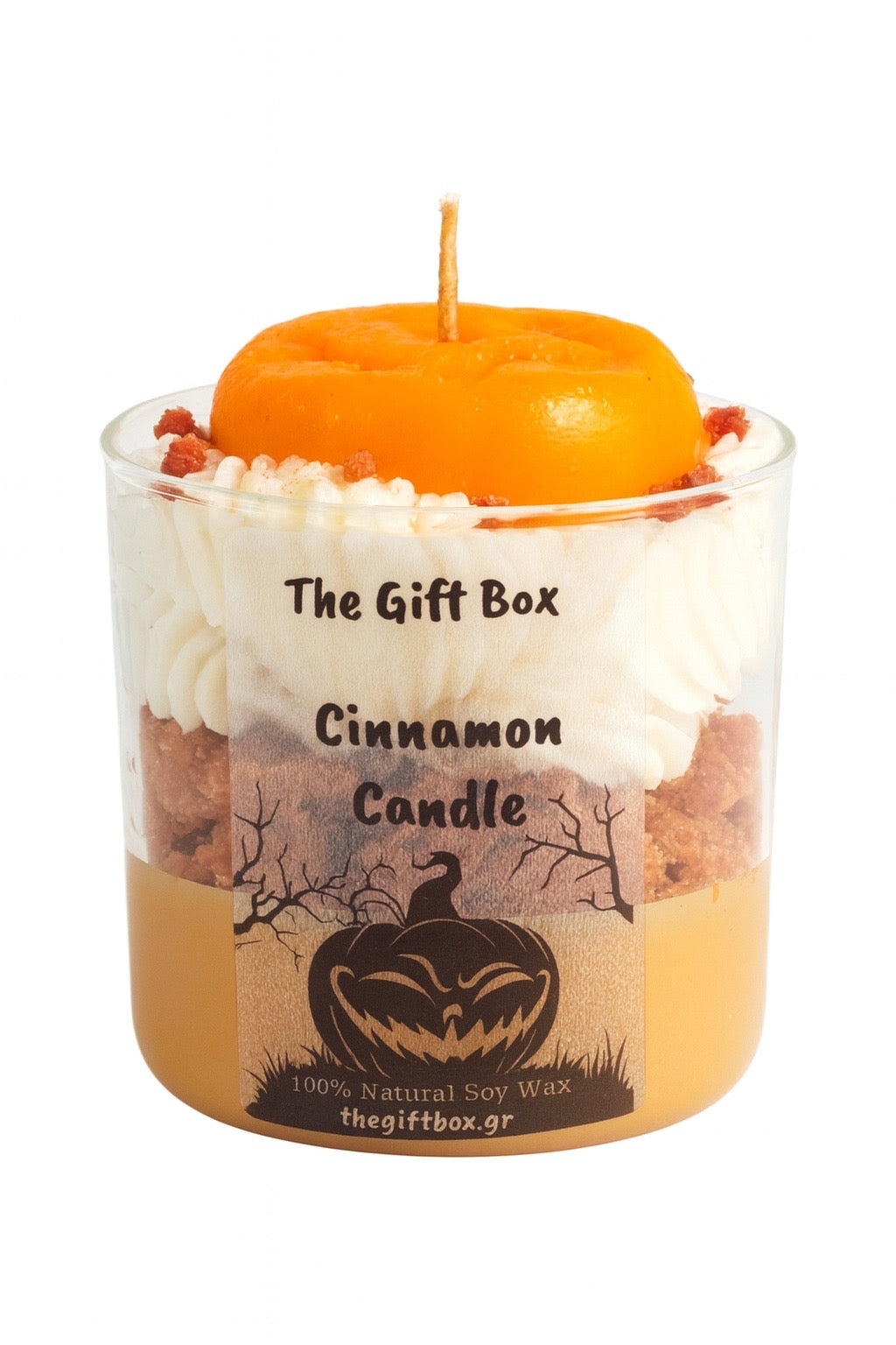 Cinnamon Candle - Pumpkin Topper - Halloween Edition - The Gift Box thegiftbox.gr
