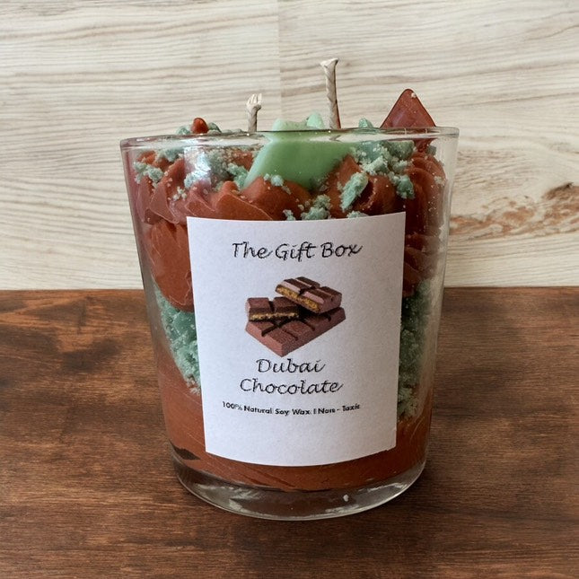 Dubai Chocolate Soy Wax Candle – Άρωμα pistachio & knafeh | The Gift Box

