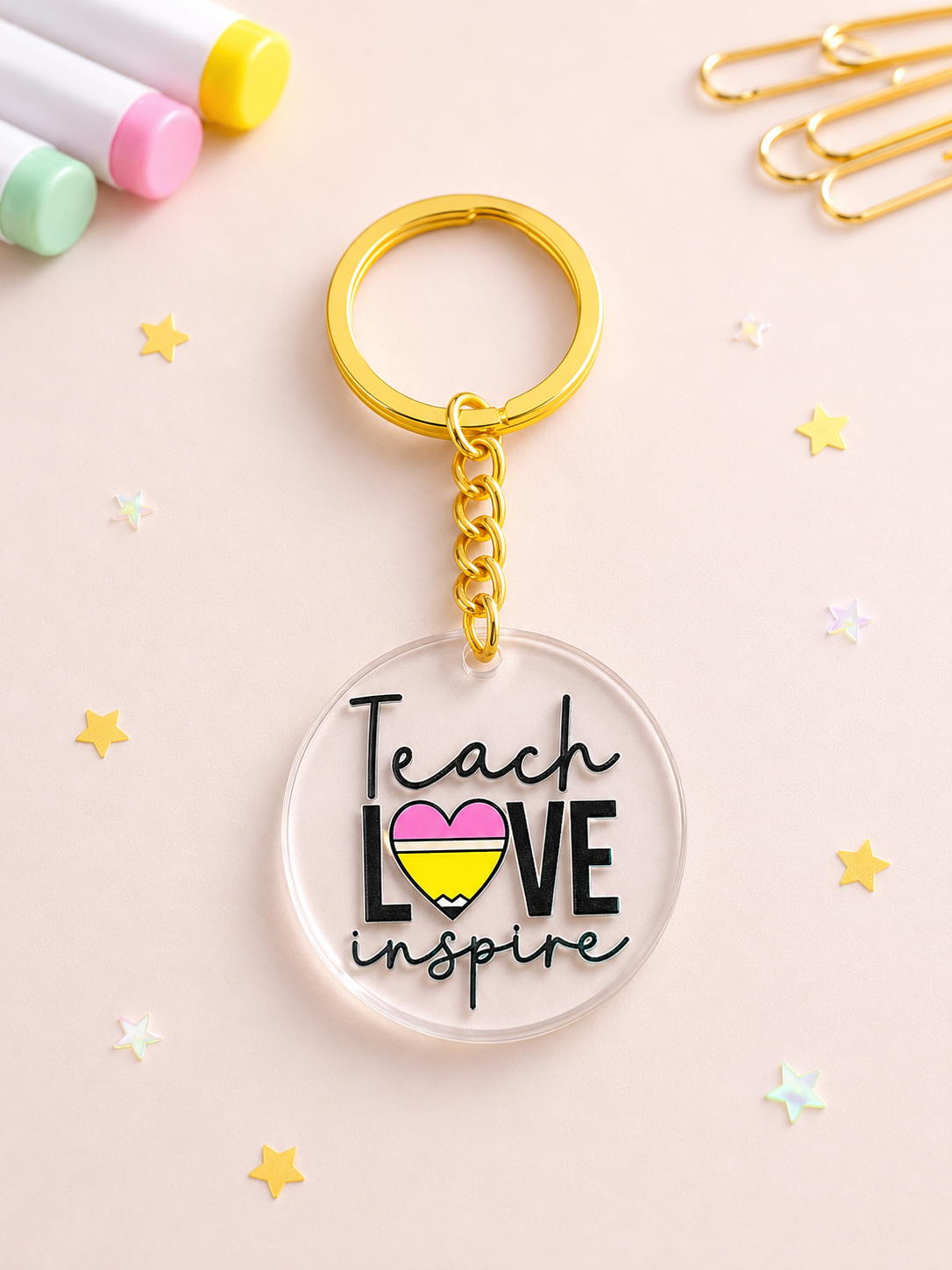 Μπρελόκ Plexiglass “Teach • Love • Inspire” - Δώρα για Δασκάλα - The Gift Box thegiftbox.gr