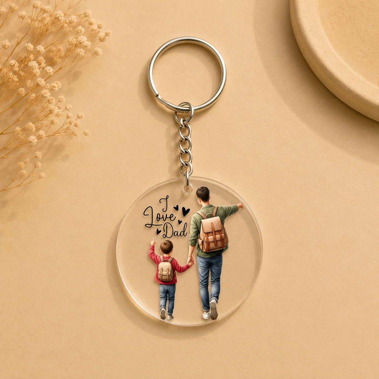 Μπρελόκ Plexiglass “I Love Dad” - Father's Day Gift - Δώρο για Μπαμπά - The Gift Box thegiftbox.gr