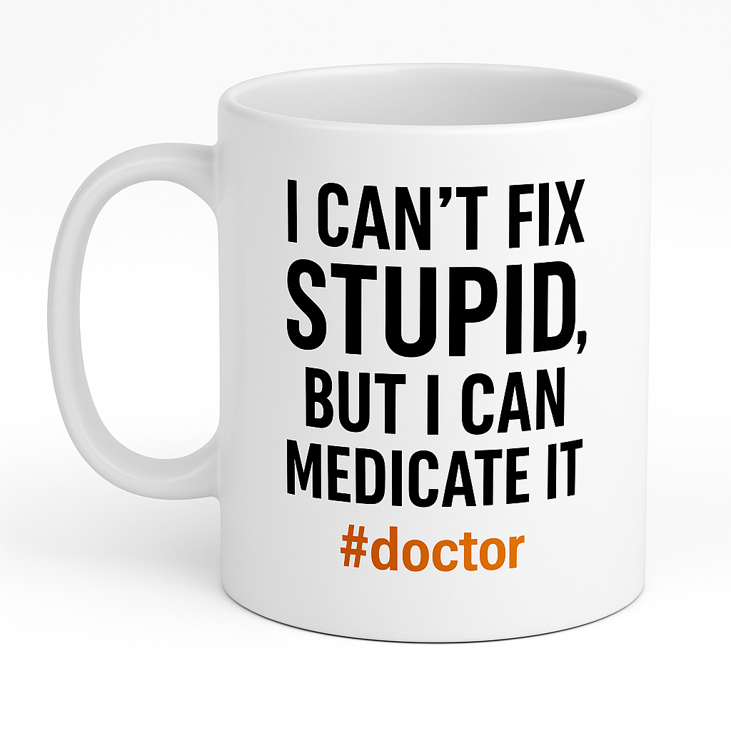 Κούπα για Γιατρούς - "I Can't Fix Stupid, But i Can Medicate it"