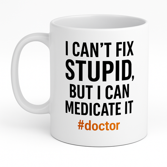 Κούπα για Γιατρούς - "I Can't Fix Stupid, But i Can Medicate it"