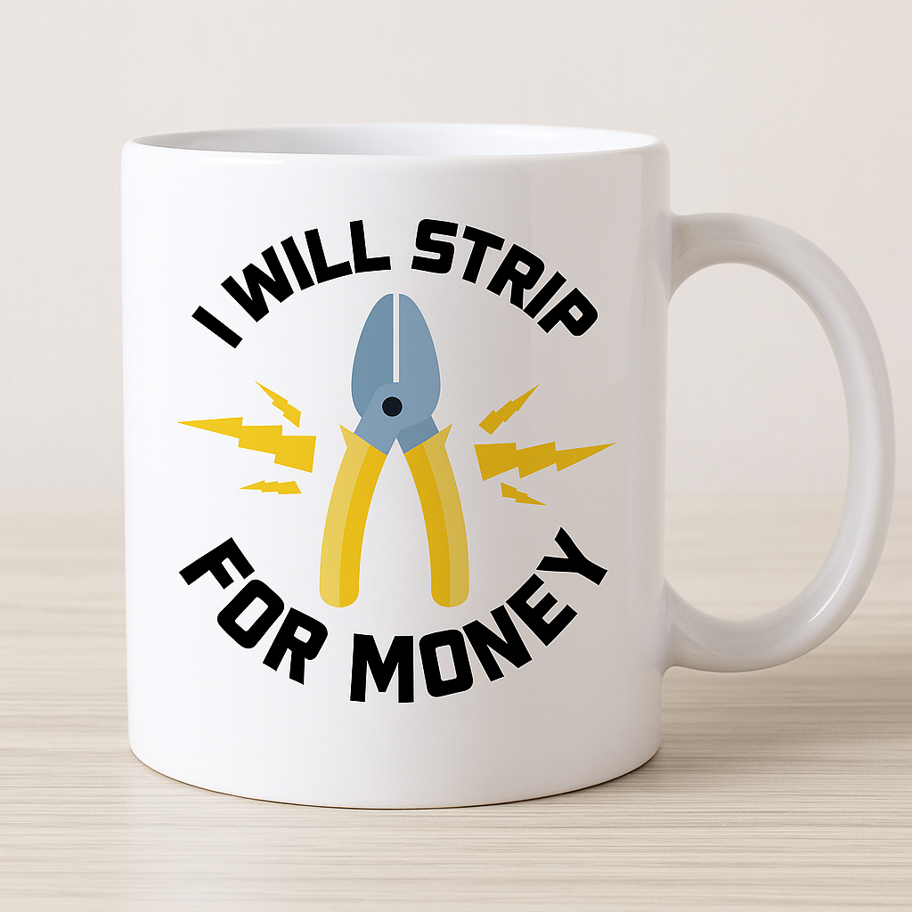Κούπα "I Will Strip for Money - Για Ηλεκτρολόγους
