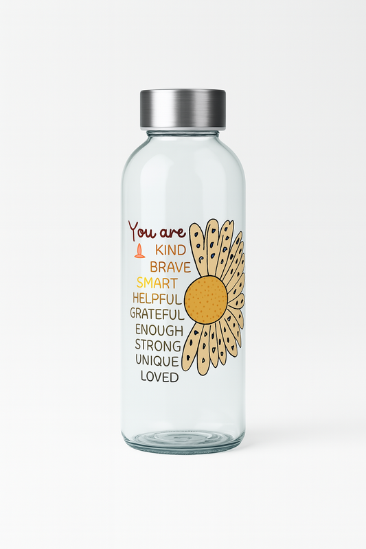 Γυάλινο μπουκάλι "You Are Loved – Strong & Unique" | The Gift Box
