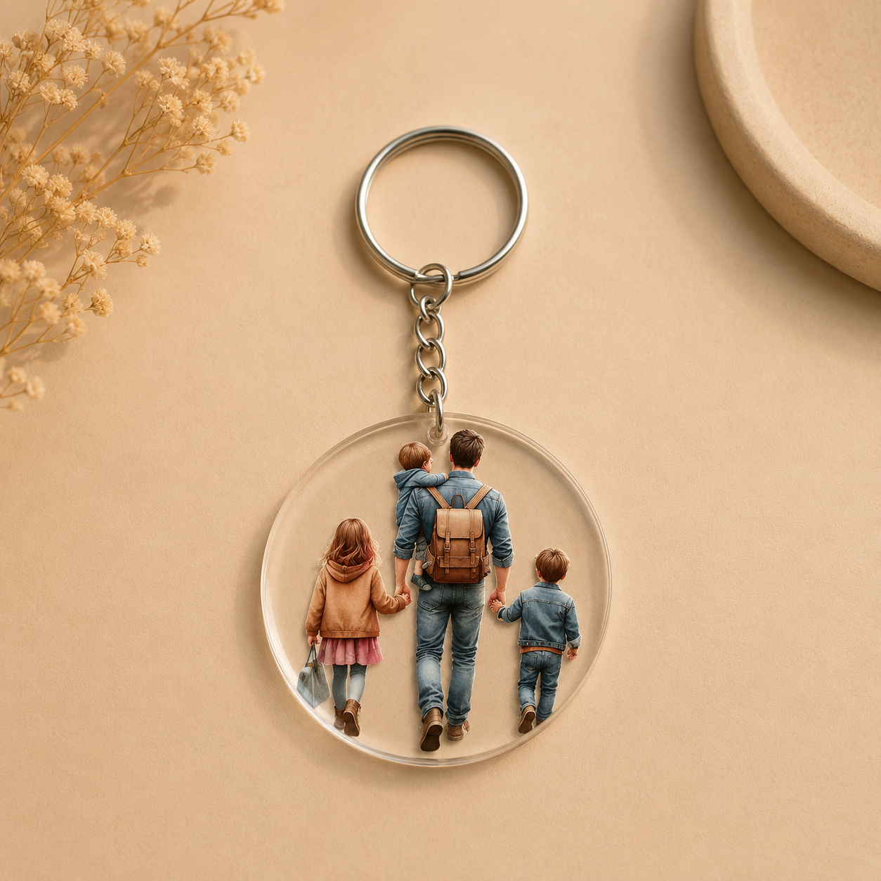 Μπρελόκ Plexiglass “Family Dad of 3” - Father's Day Gift - Δώρ γα Μπαμπά - The Gift box thegiftbox.gr