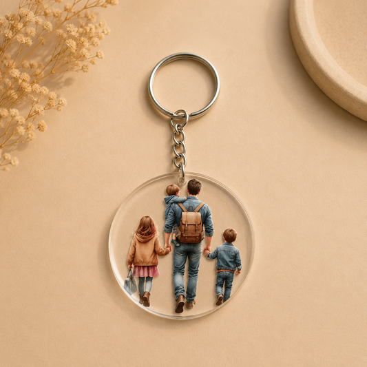Μπρελόκ Plexiglass “Family Dad of 3” - Father's Day Gift - Δώρ γα Μπαμπά - The Gift box thegiftbox.gr