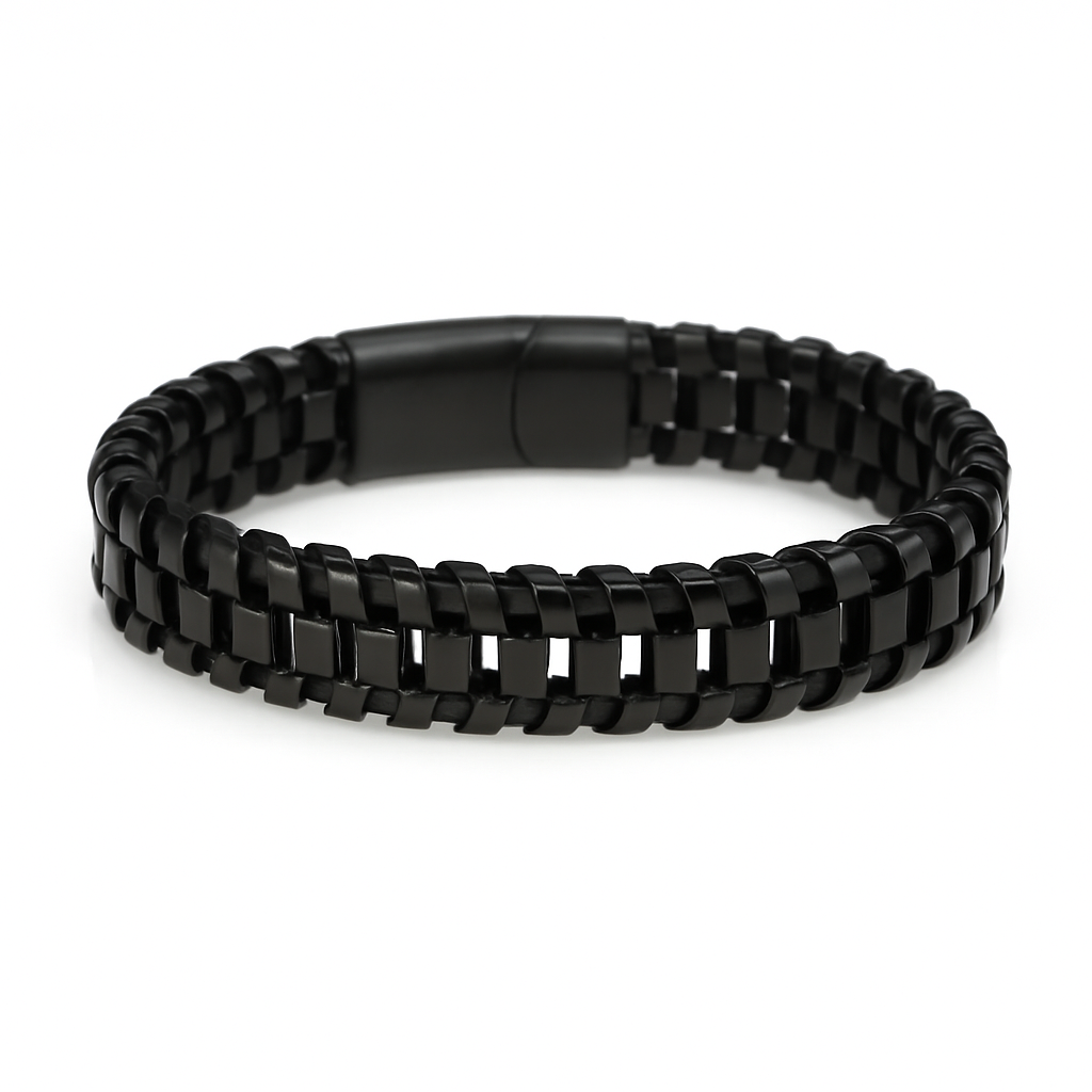 Αντρικό Βραχιόλι Woven Steel Black 23cm