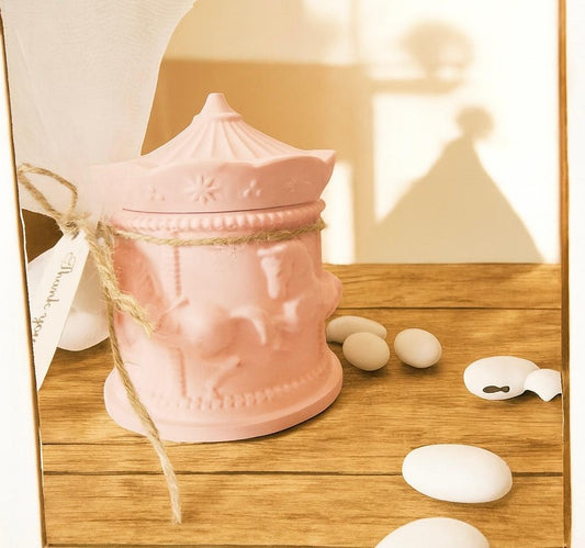 Μπομπονιέρα Carousel Ροζ Δοχείο - The Gift Box thegiftbox.gr