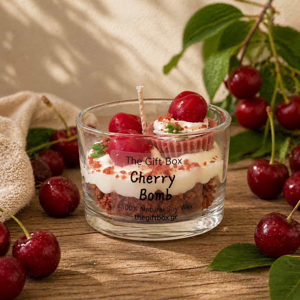 "Cherry Bomb mini Tart" Soy Candle - Κερί Σόγιας Κεράσι Τάρτα Μικρή - The Gift Box Summer Collection thegiftbox.gr