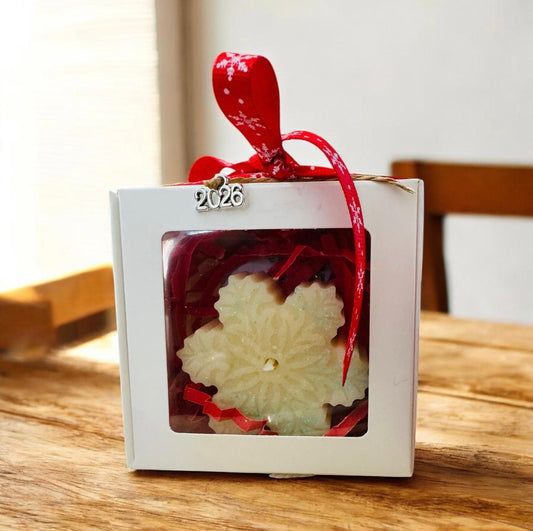 Χιονονιφάδα Γούρι 2026 - Κερί Σόγιας - The Gift Box thegiftbox.gr