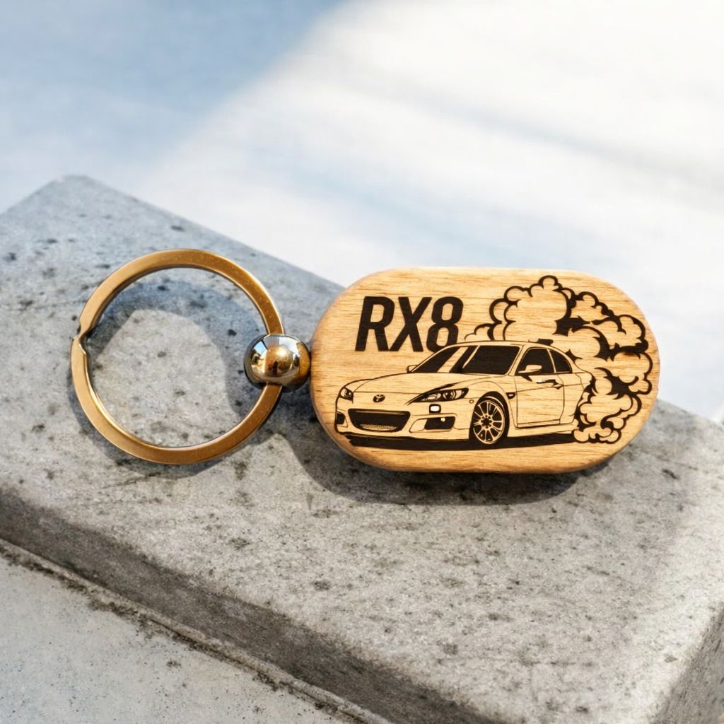 Ξύλινο μπρελόκ Mazda RX8 - Drift Edition - The Gift Box thegiftbox.gr
