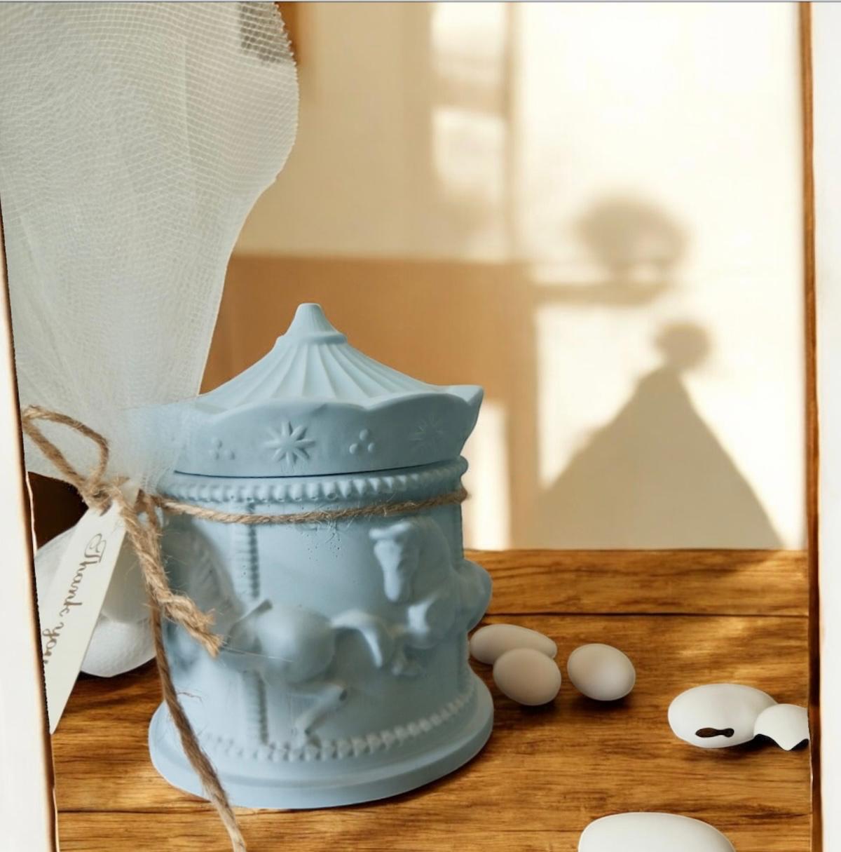 Μπομπονιέρα Carousel Μπλε Δοχείο - The Gift Box thegiftbox.gr