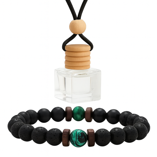 Δώρο για Εκείνον - Αντρικό σετ δώρου - Αρωματικό αυτοκινήτου & Βραχιόλι με φυσικές χάντρες - The Gift Box thegiftbox.gr