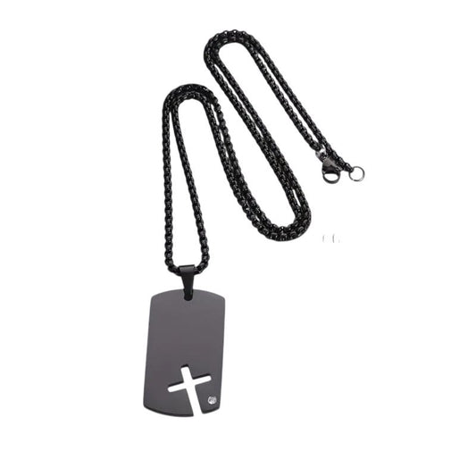 Αντρικό Κολιέ Cross Tag - Ανοξείδωτο Ατσάλι
